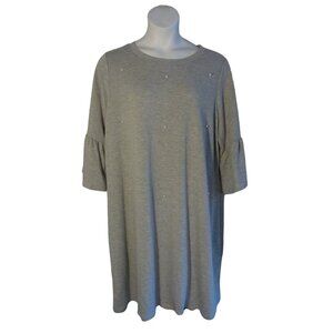 Lane Bryant 22/24 3X Gray Knit Dress Pearl Detail